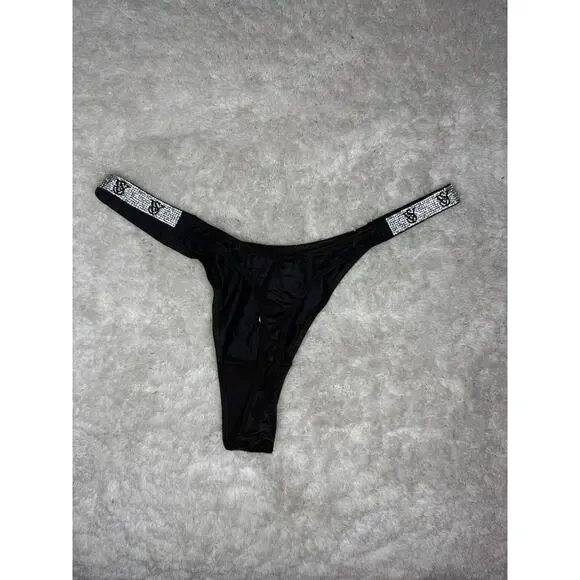 NWT Victoria’s Secret Very Sexy Black "Bling" Thong Bundle 3pc Size L - Picture 4 of 10